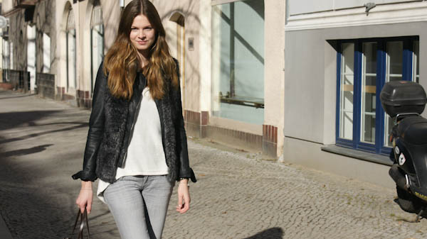 faux fur vest x leather jacket - /en/