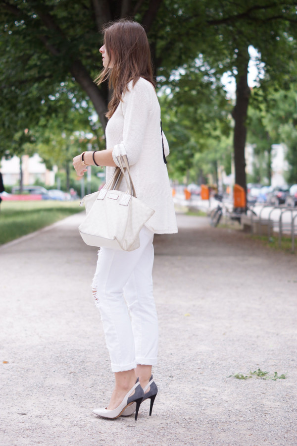 weiße Boyfriend Jeans