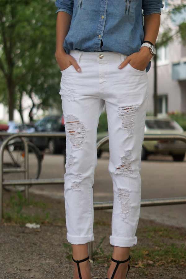 weiße boyfriend jeans