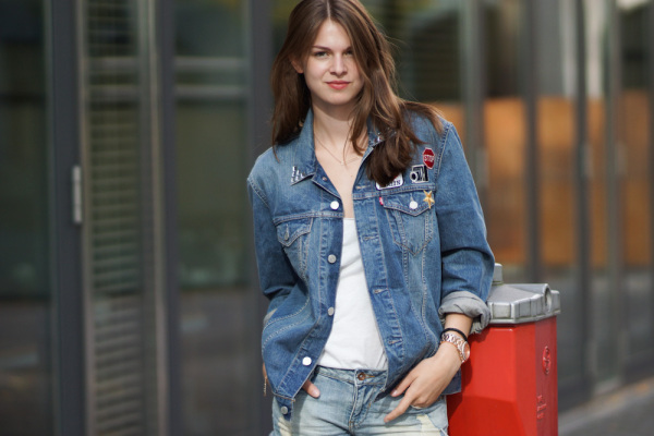 Denim jacket with patches