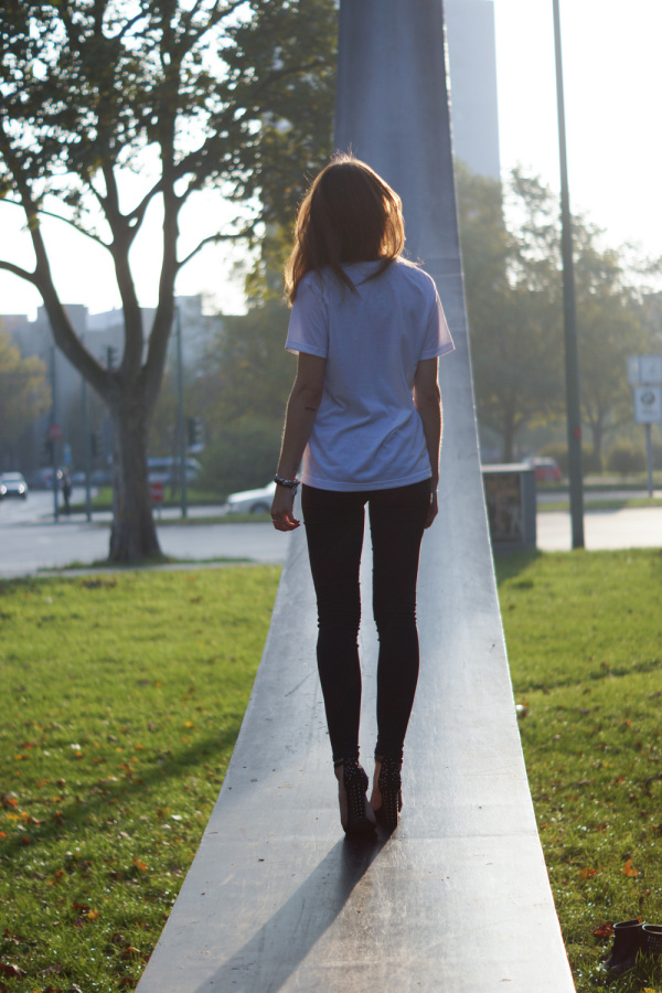 white and black outfit