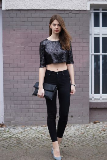 Festliches Outfit: Pailletten-Top