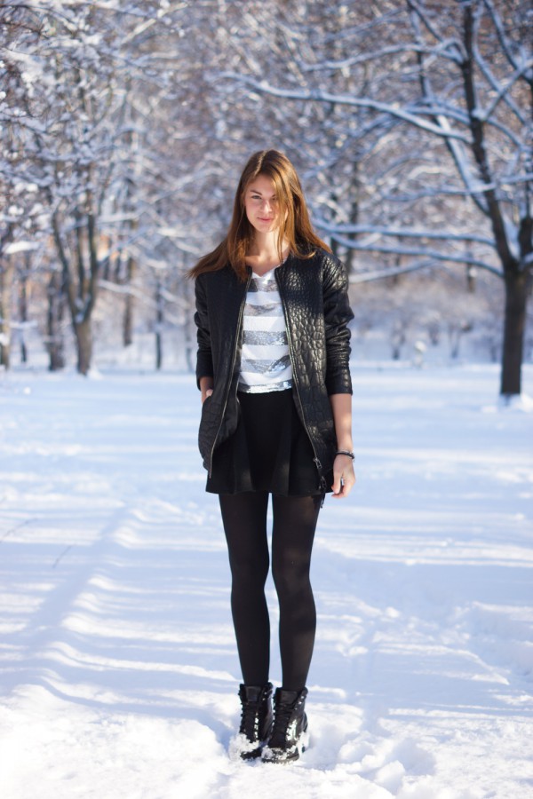 Festliches Outfit Pailletten Leder