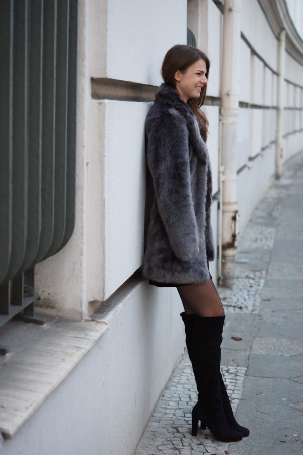 Grey Faux Fur Coat