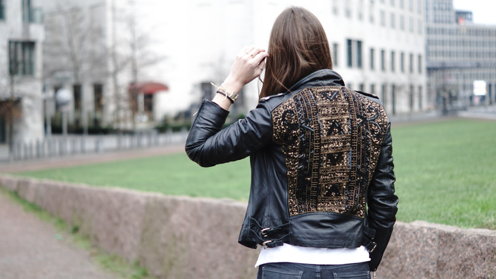 bestickte Lederjacke