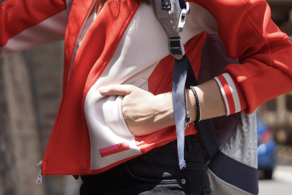 Red and white Adidas jacket