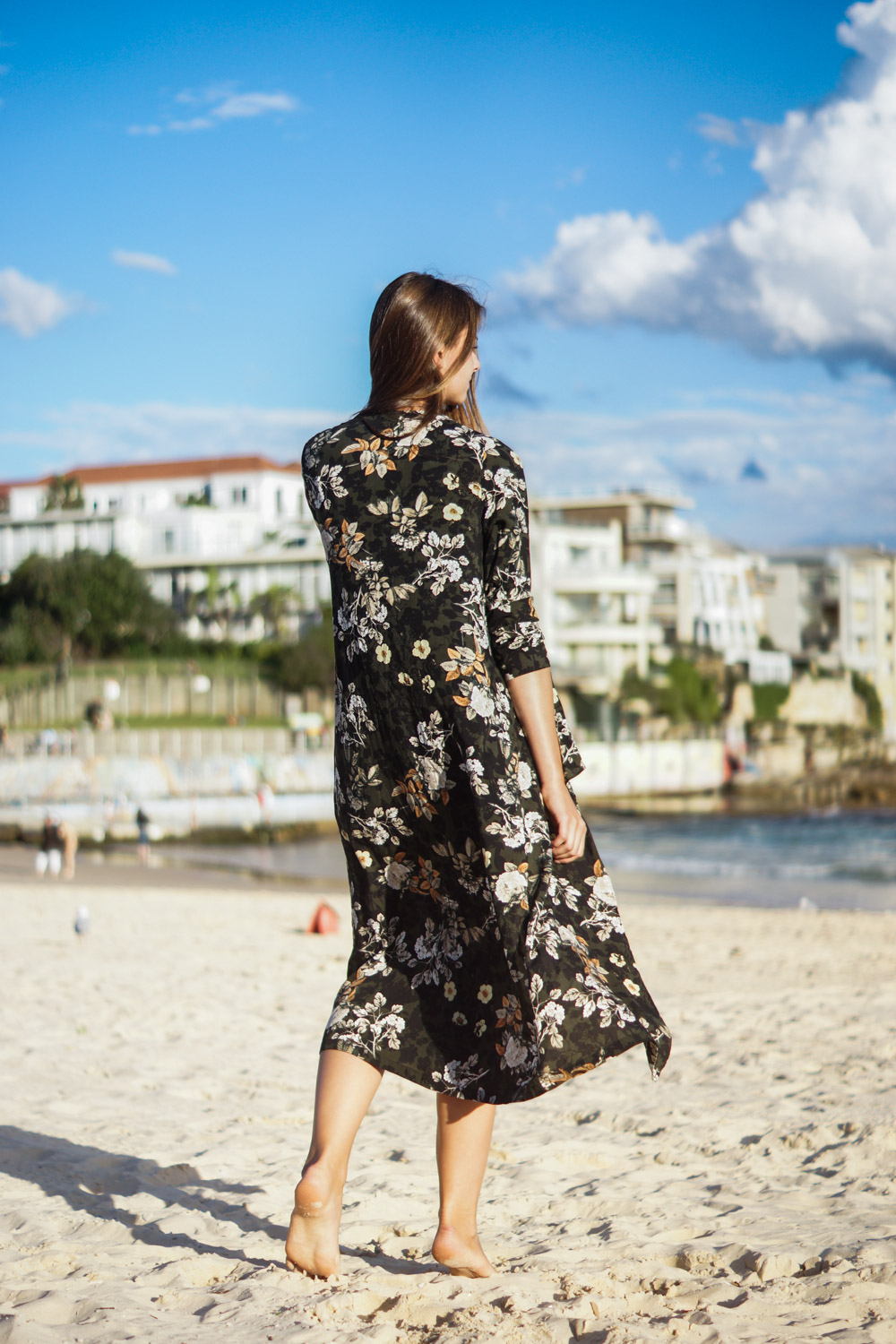 Langer Kimono mit Blumenprint