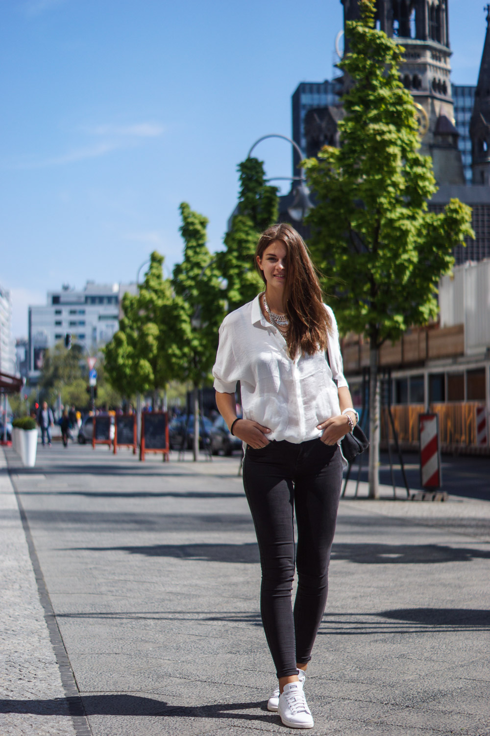 white and grey outfit