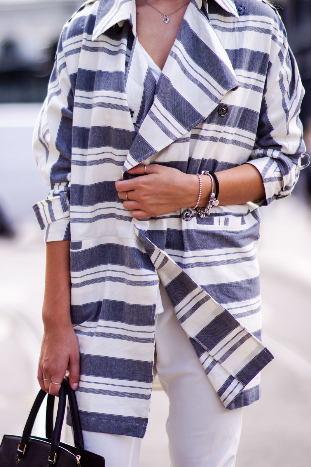 Oversized Coat mit Streifenprint