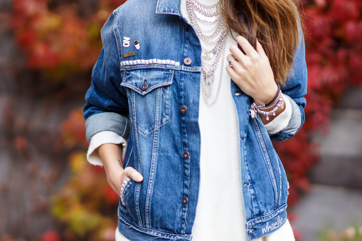 Denim Jacke mit Nieten