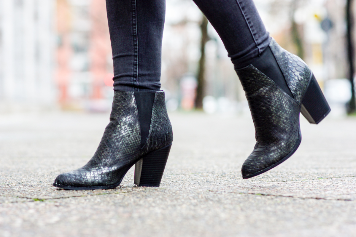 Ankle Boots with Snake Effect