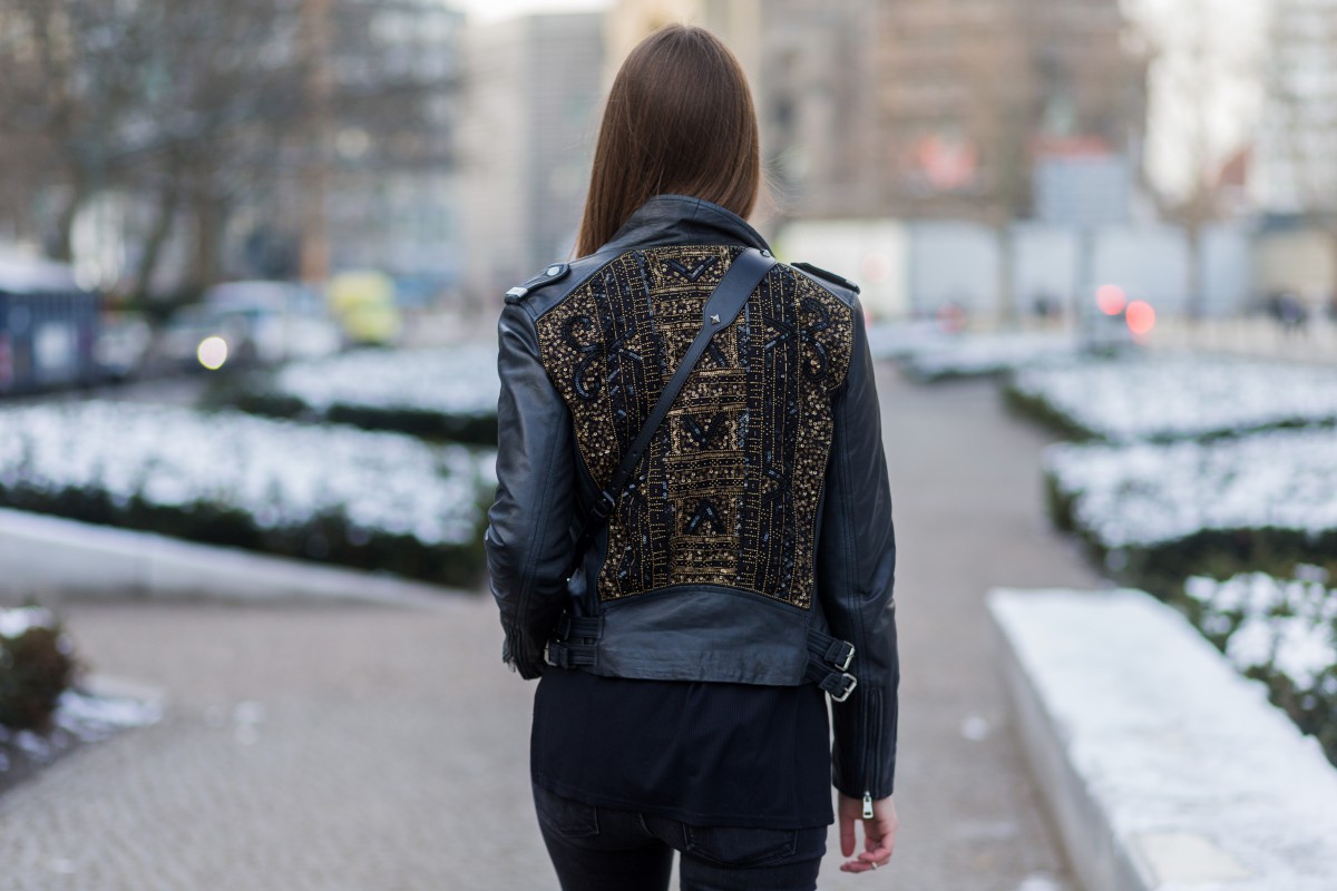 Embroidered Leather Jacket