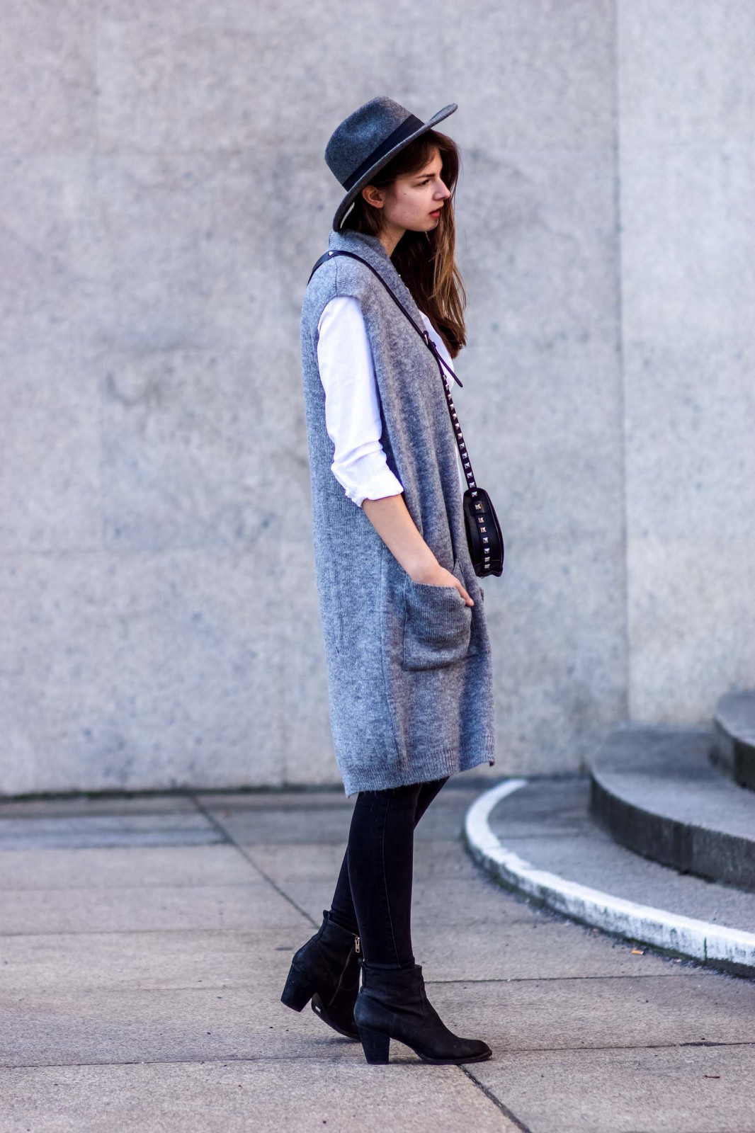 Grey Long Vest