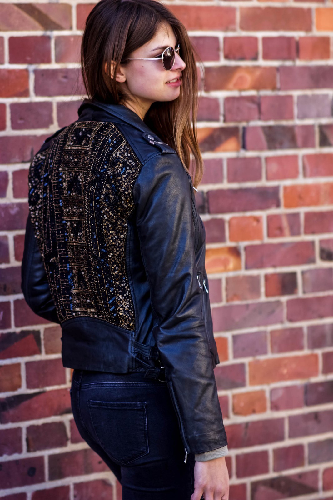 Embroidered Leather Jacket