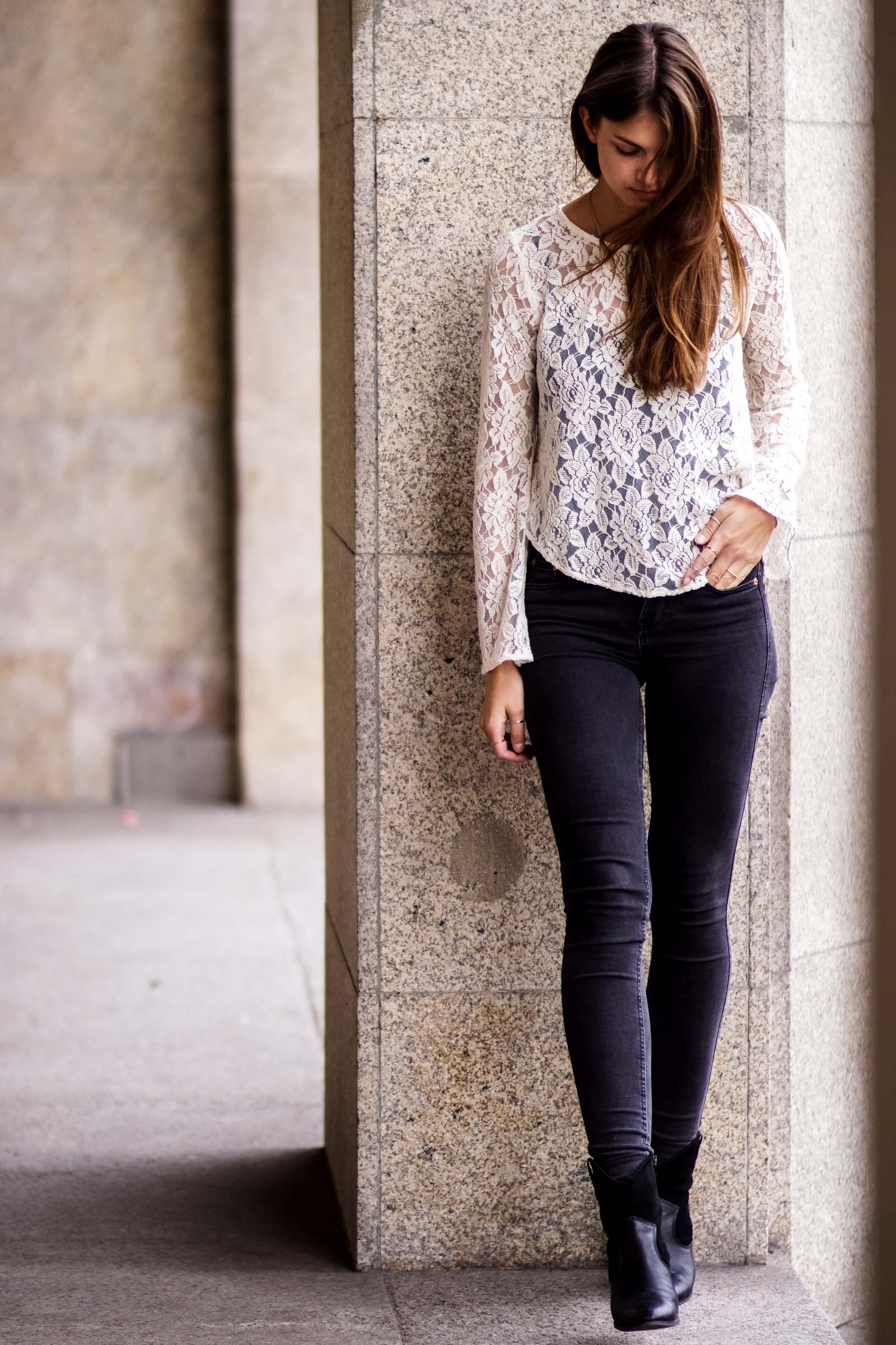 Shirt aus weißer Spitze