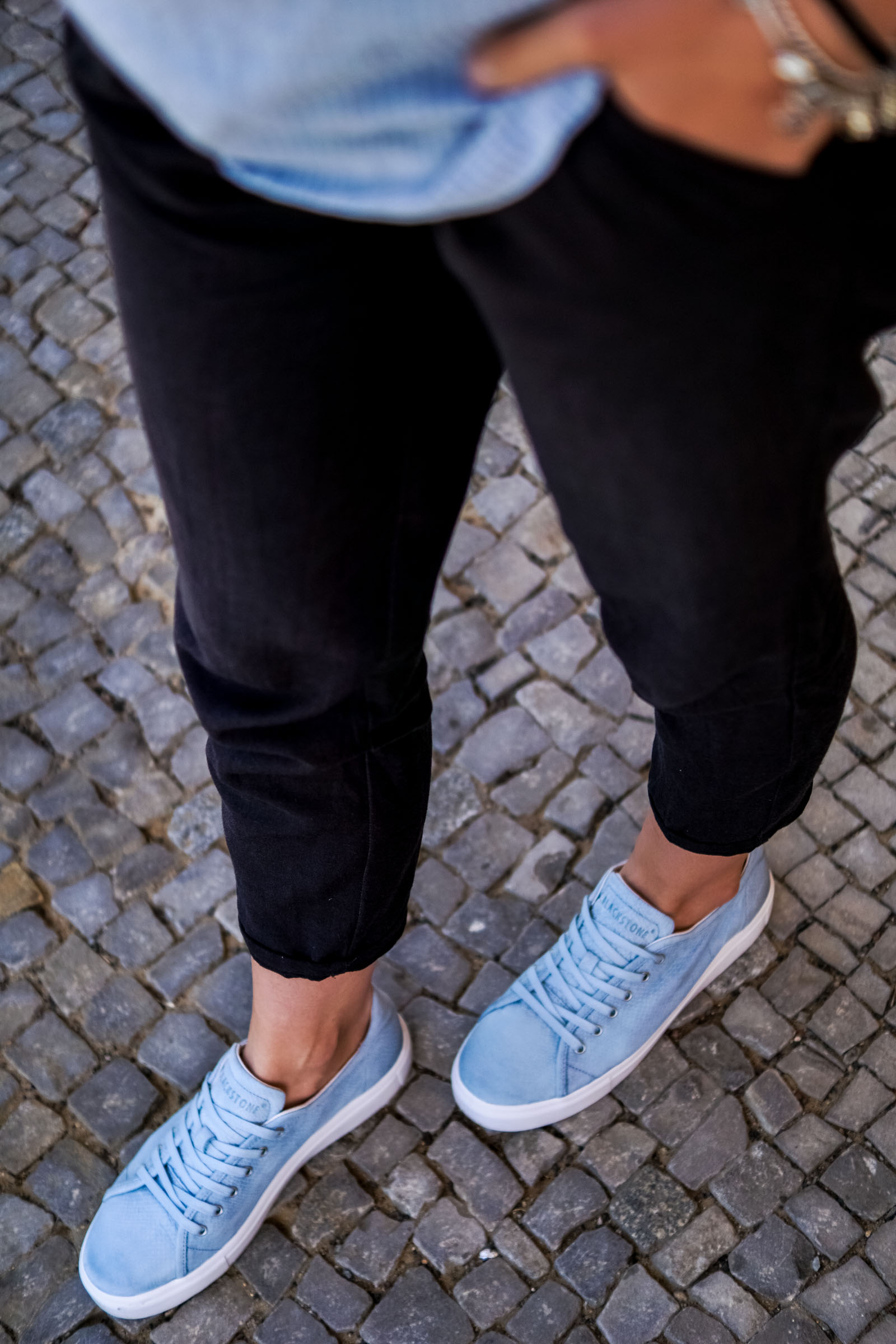 light blue sneaker outfit