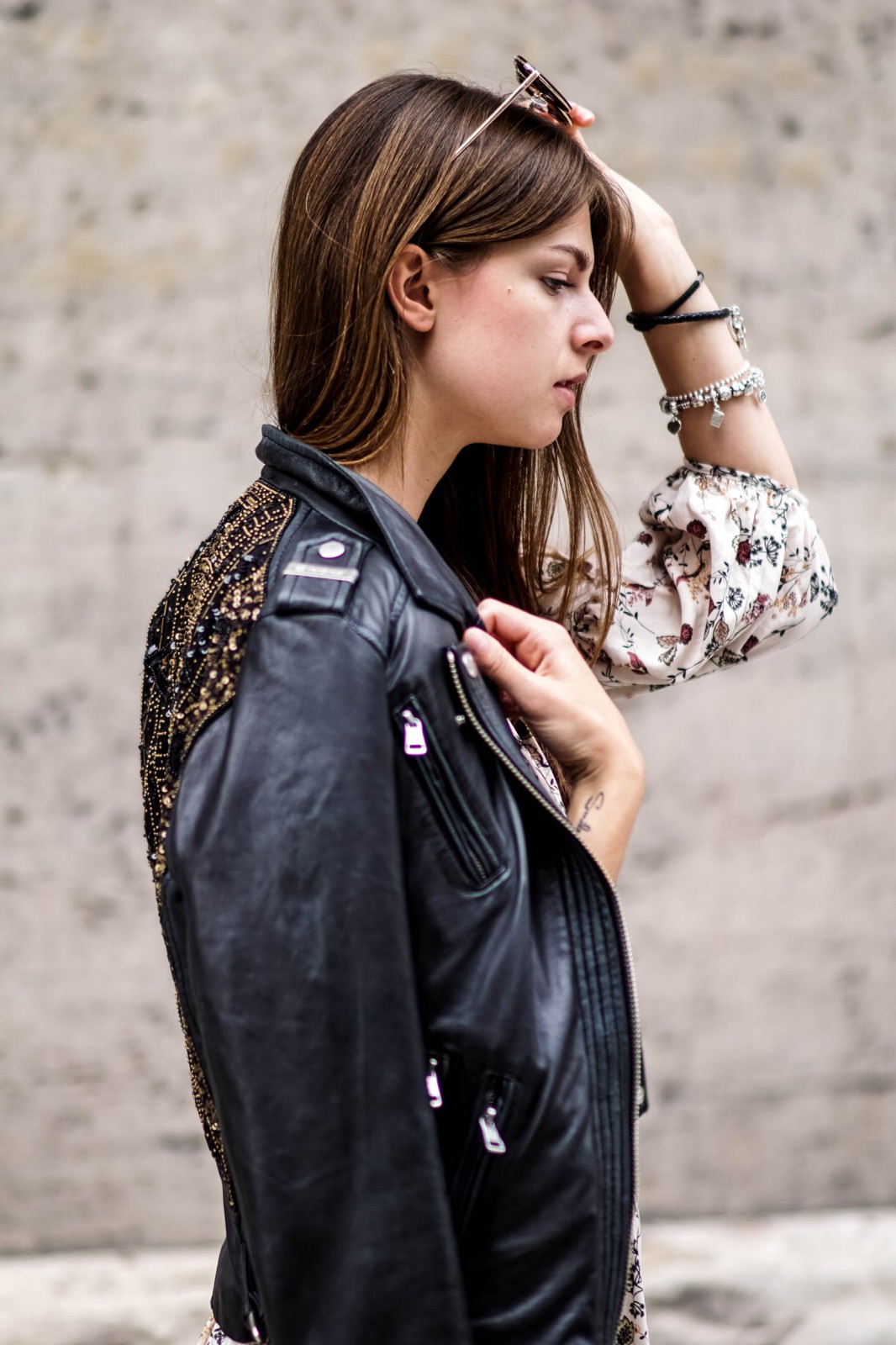 Embroidered Leather Jacket