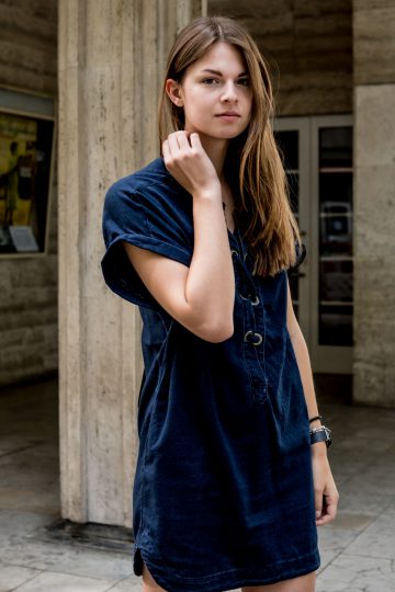 Pull& Bear Jeans Kleid mit SchnÃ¼rung