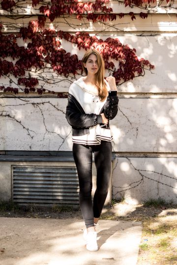 black white autumn outfit