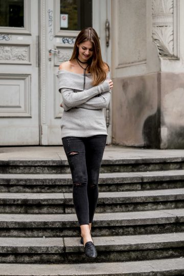 Wie trÃ¤gt man einen Off-Shoulder Pullover