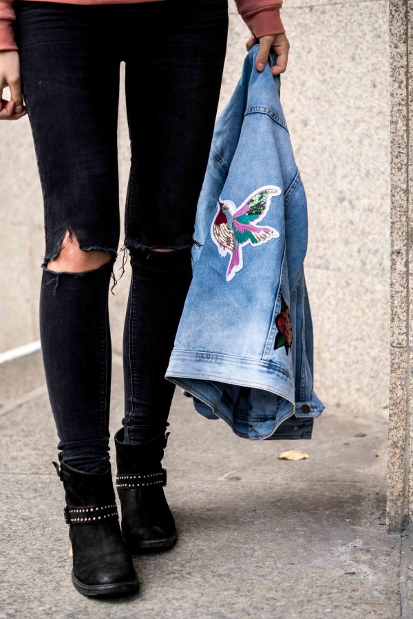 Denim jacket with patches