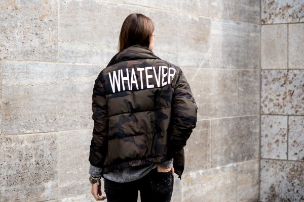 Jacket with writing