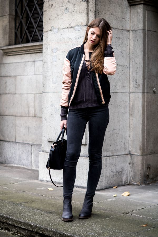 Bomber Jacket, Lace Up Sweater and Boots - my Autumn Essentials