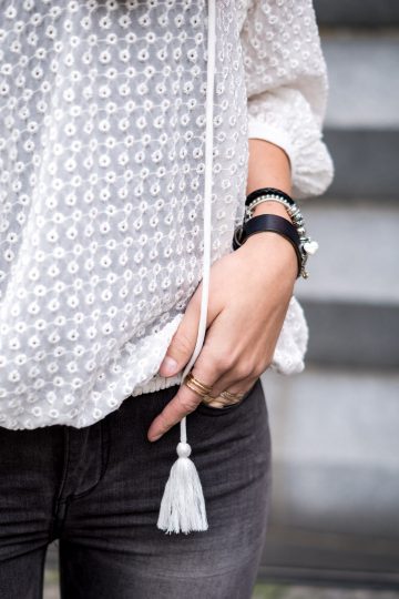 White Shirt with pom poms