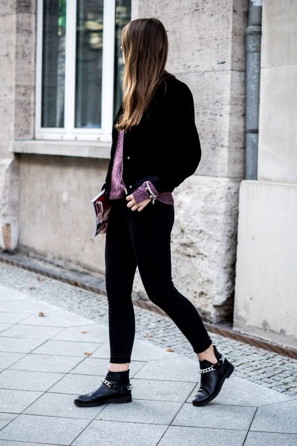 Velvet Bomber Jacket and lilac sweater || Autumn Outfit 2016