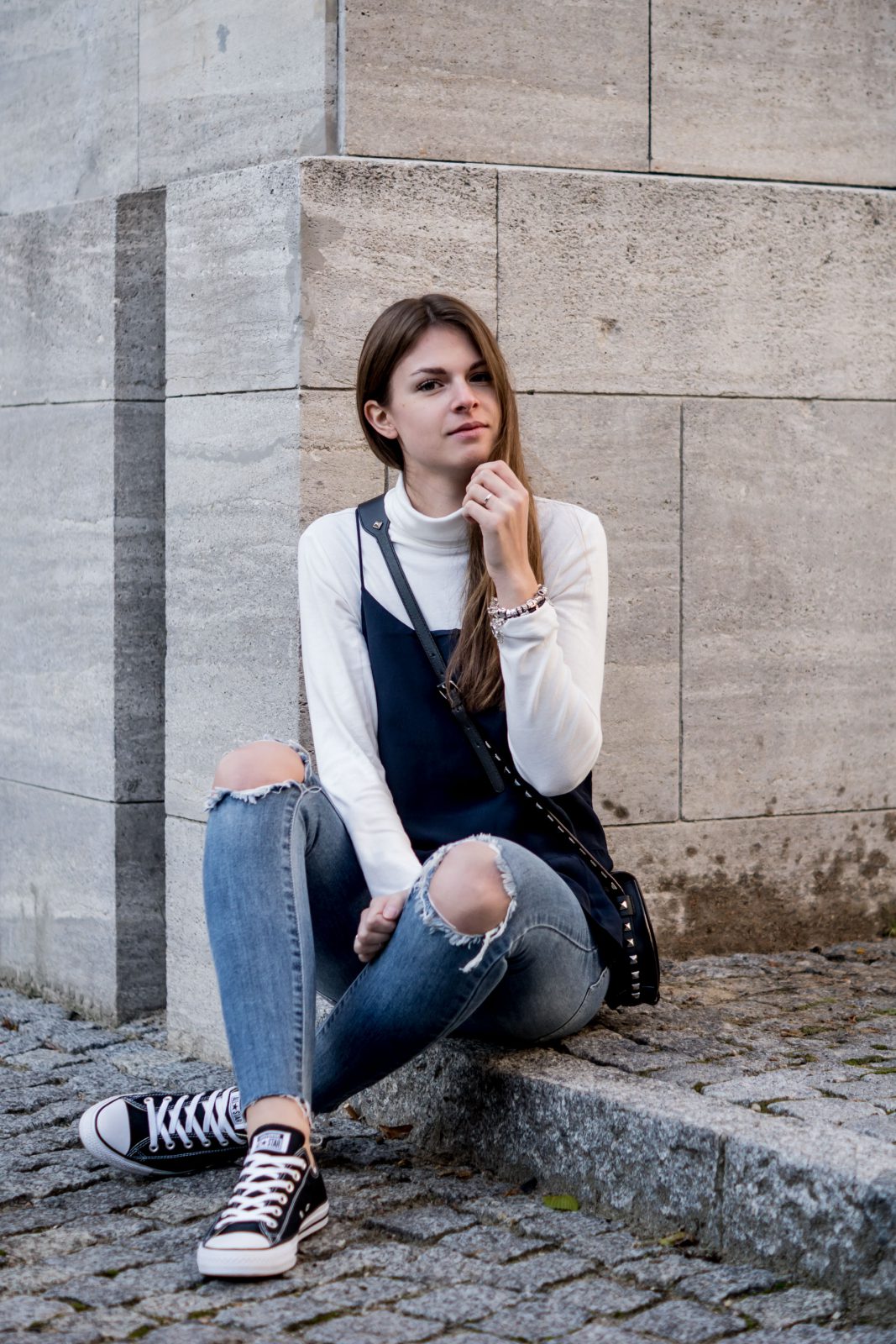 Cami over Turtleneck Chic yet casual layring in Winter