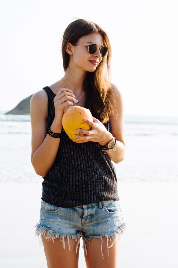 fresh coconut on the beach