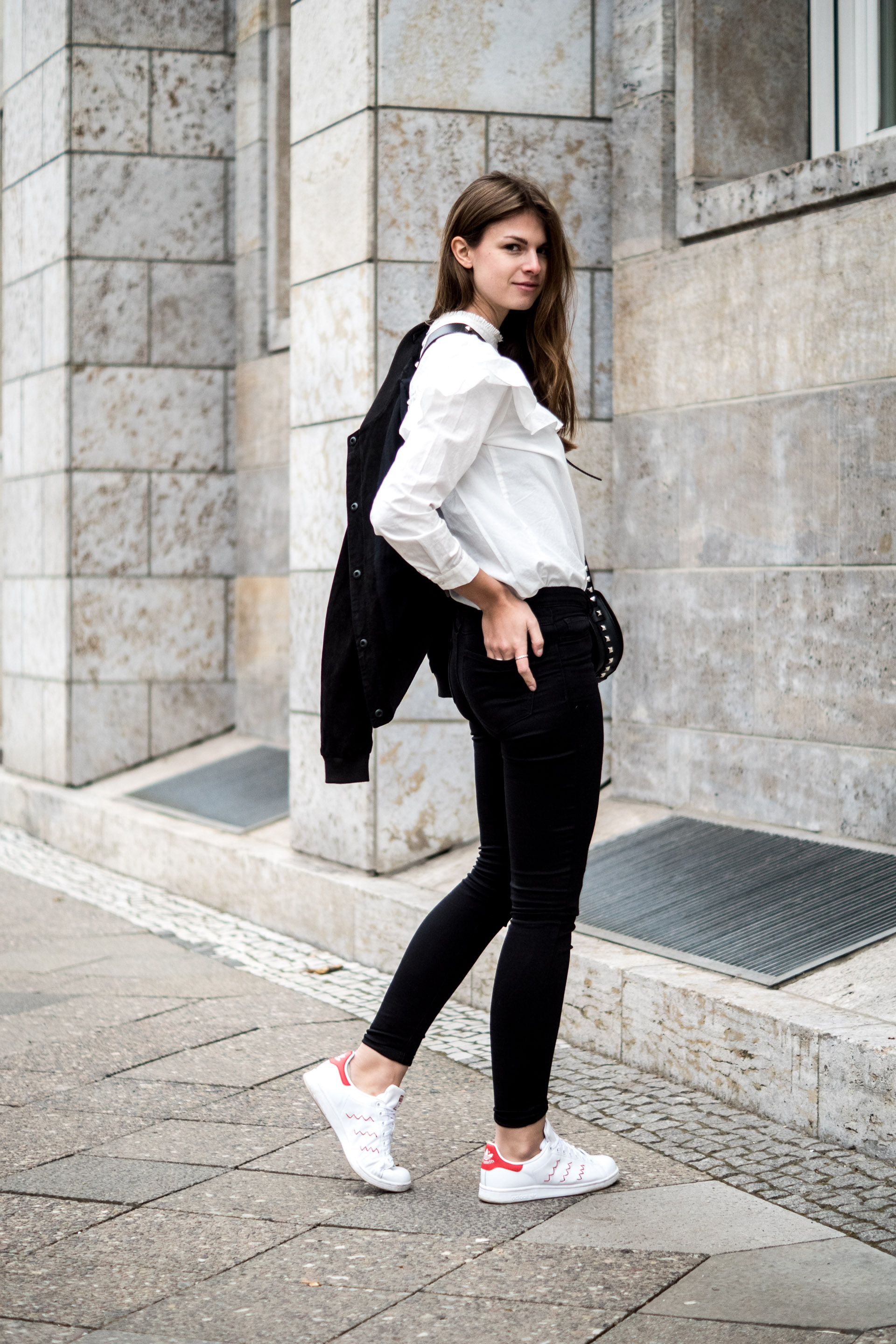 Portrait of young business woman white shirt black trousers pants in office  isolated - Stock Image - Everypixel