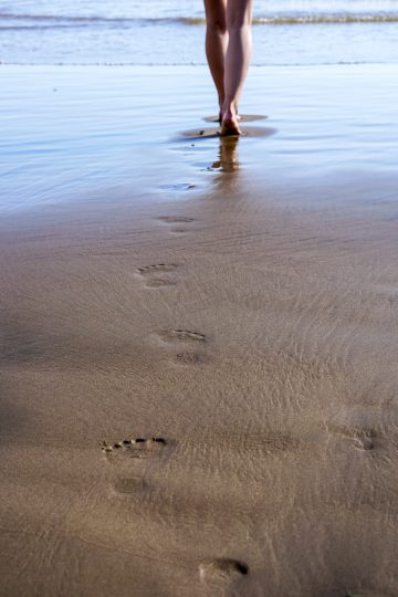 foot prints on the beach