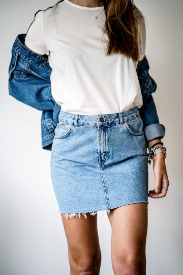 blue denim skirt