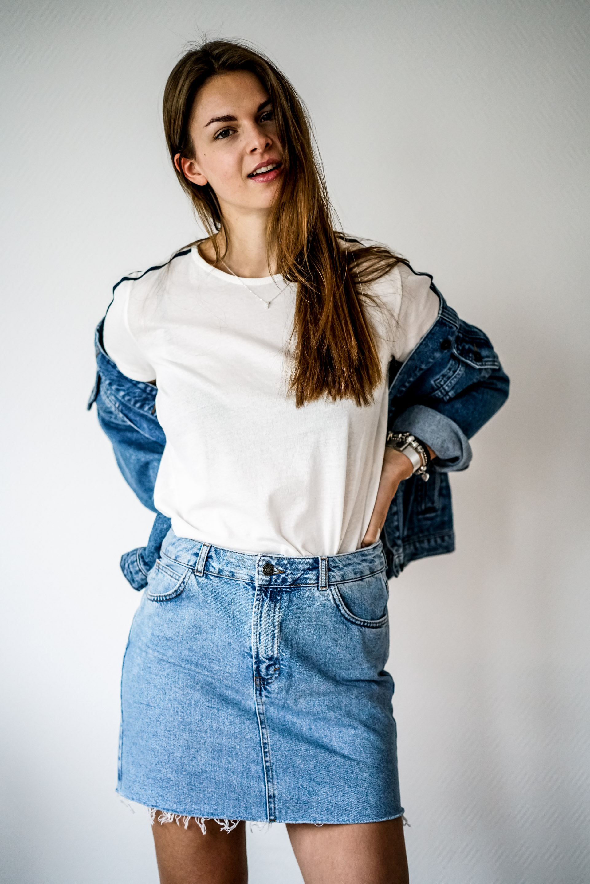 Denim Skirt, Denim Jacket and White Tee Dreaming of Summer
