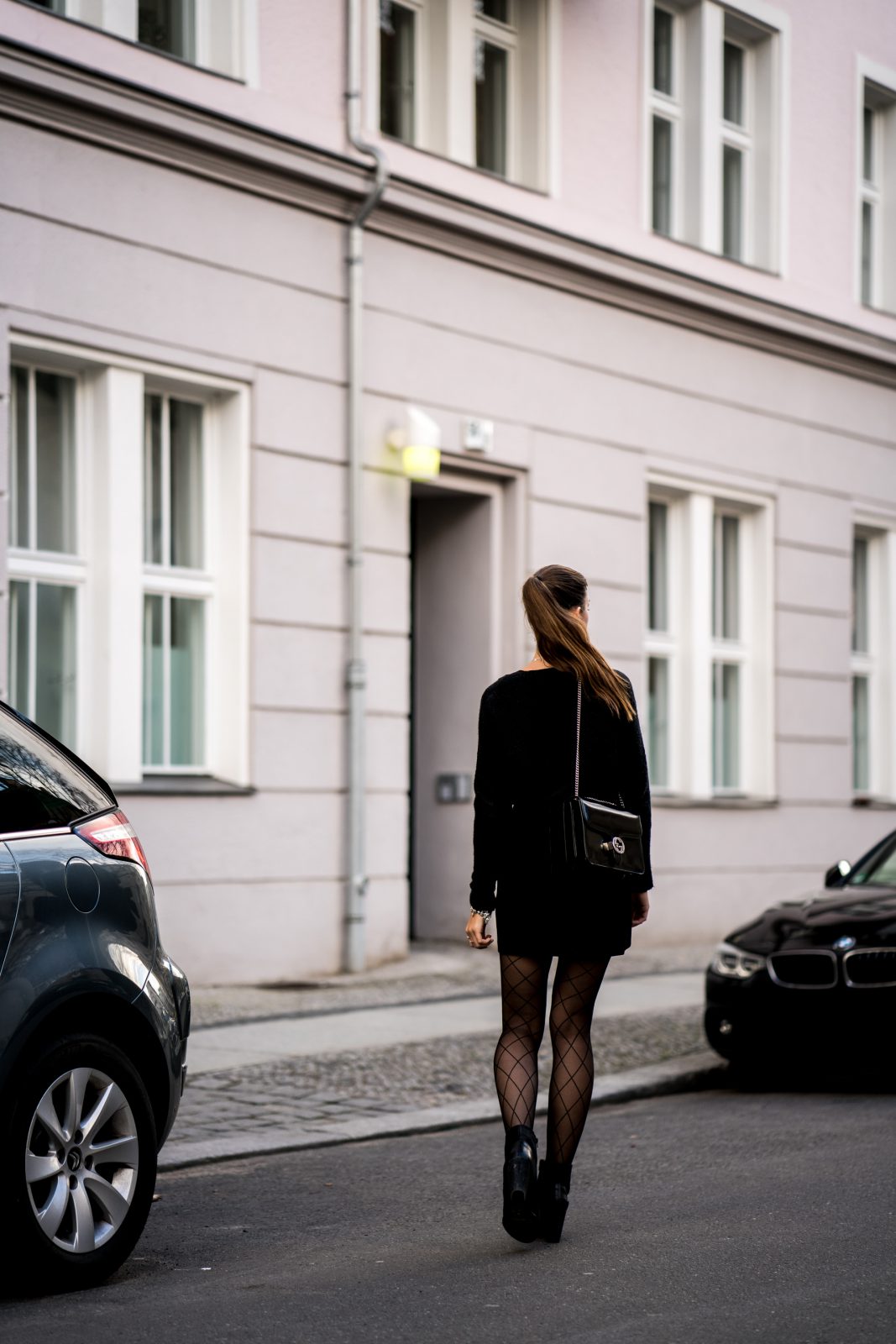 Black Skirt and Fishnet Tights || Casual Chic Outfit