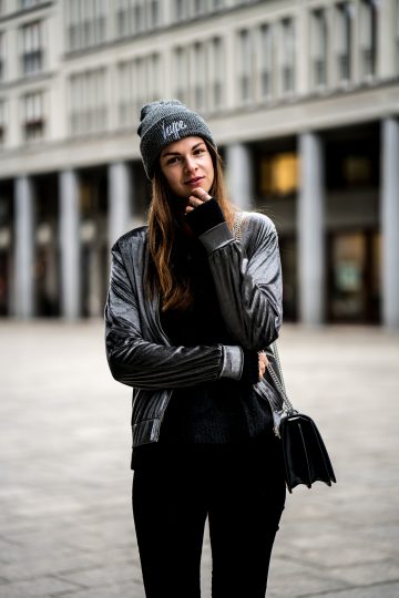 Silver Velvet Bomber Jacket and an all black outfit || Casual Outfit