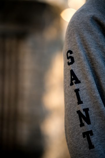 Hoodie with Saint Print