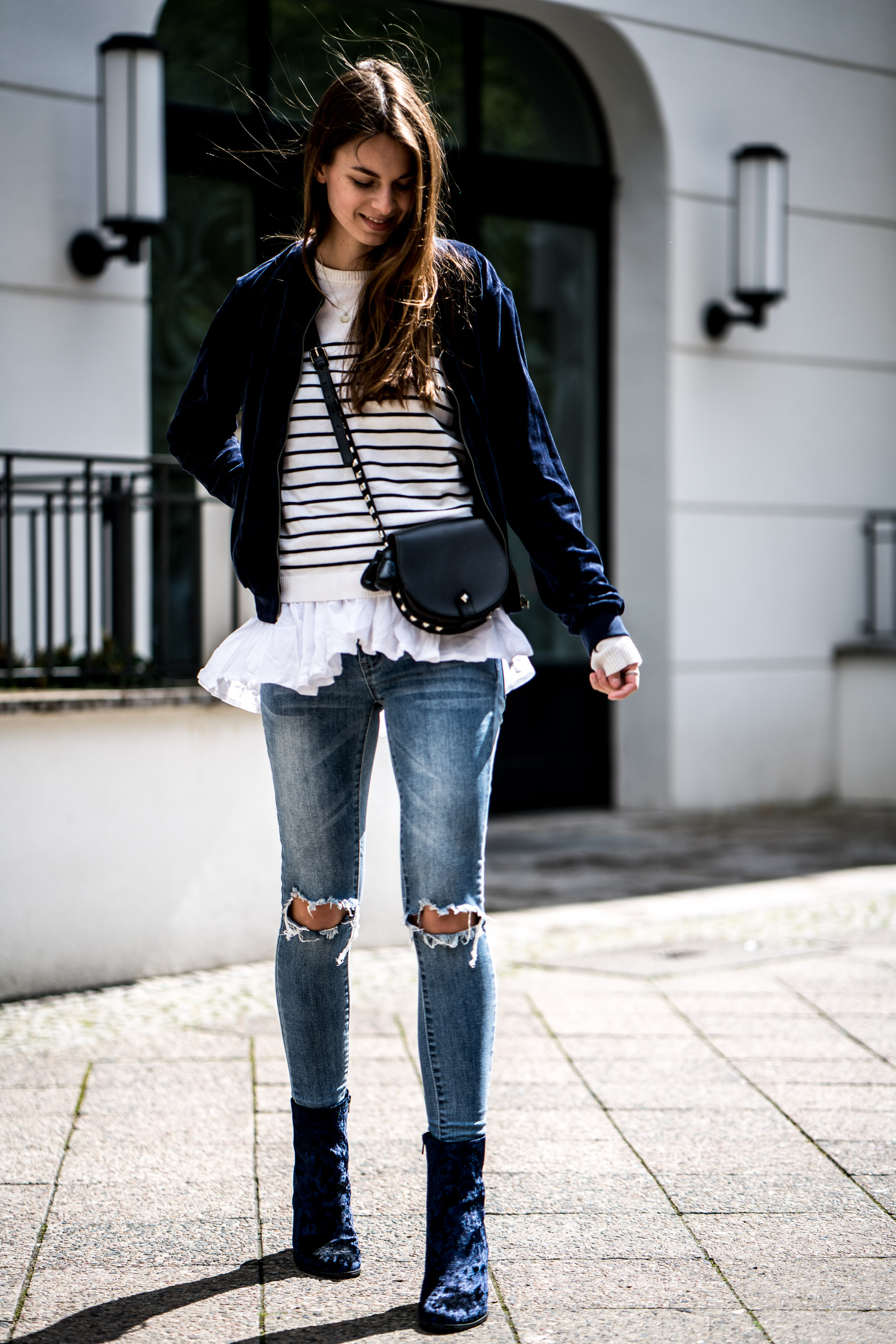 velvet booties outfit