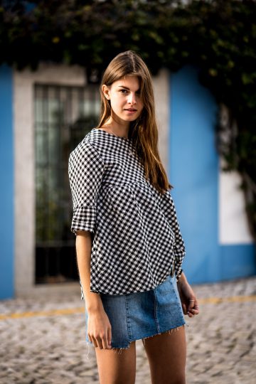 two toned denim skirt