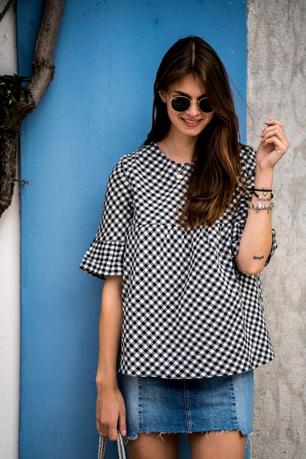Shirt with gingham print