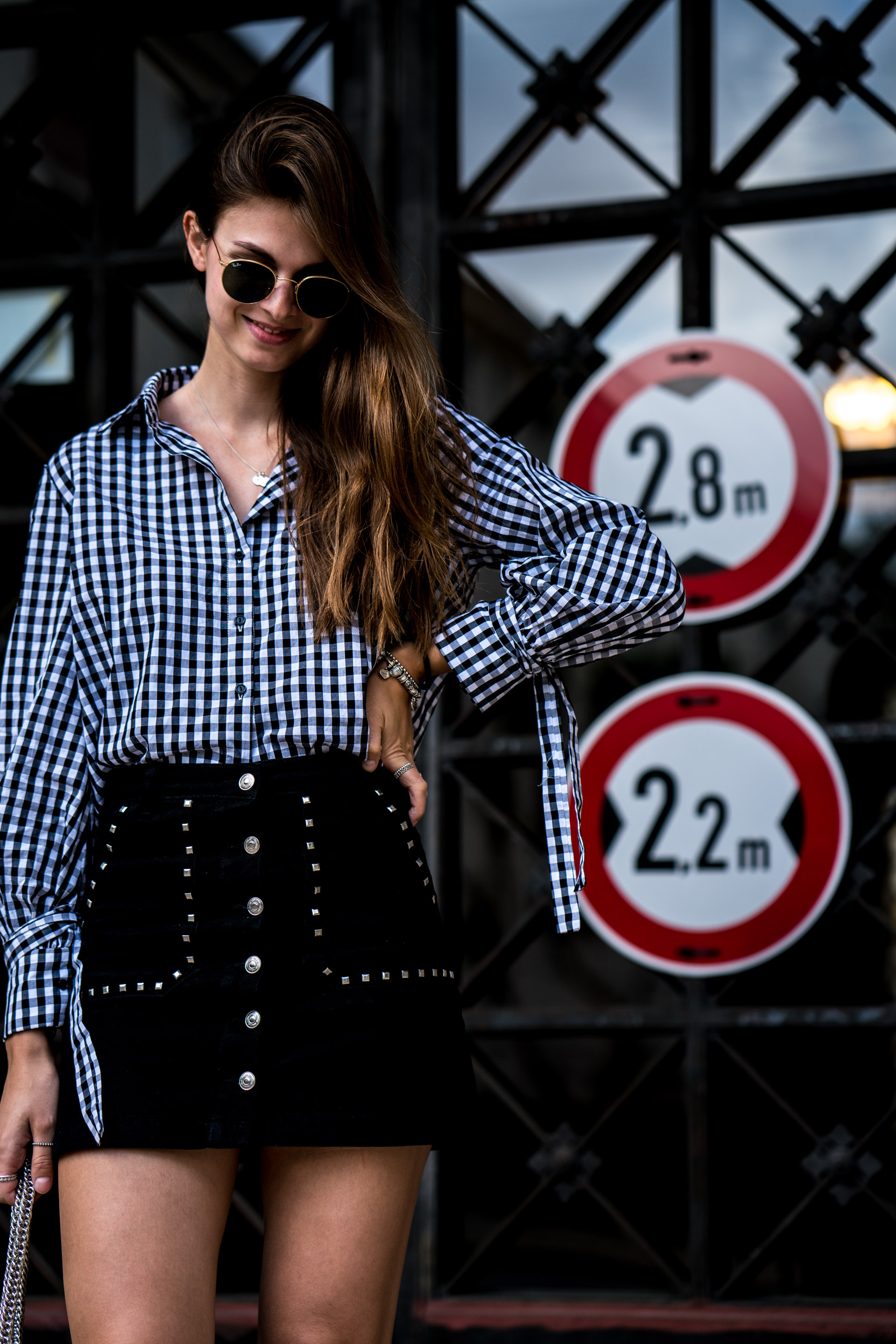 Gingham Shirt and Black Denim Skirt How to wear gingham