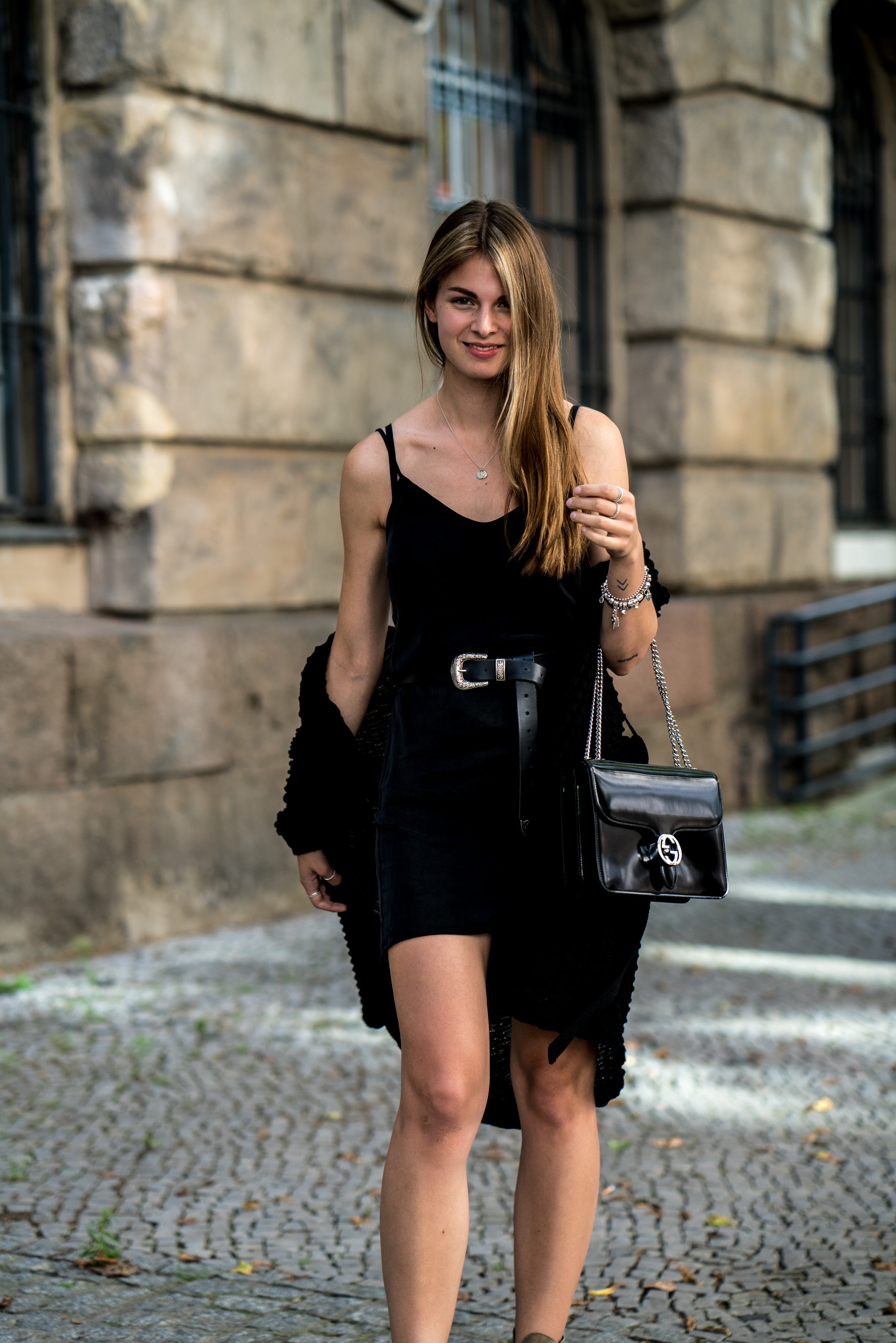 Black Dress and Brown Boots Fashion Week Berlin Outfit
