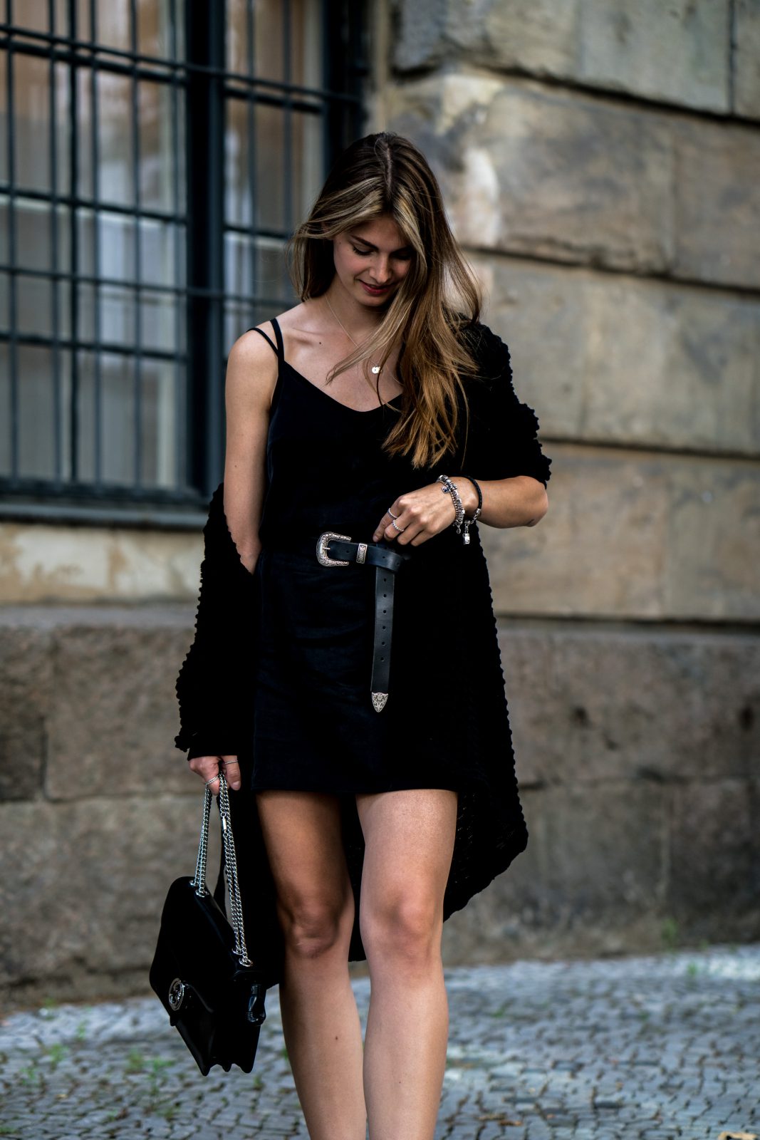 Black Dress and Brown Boots Fashion Week Berlin Outfit