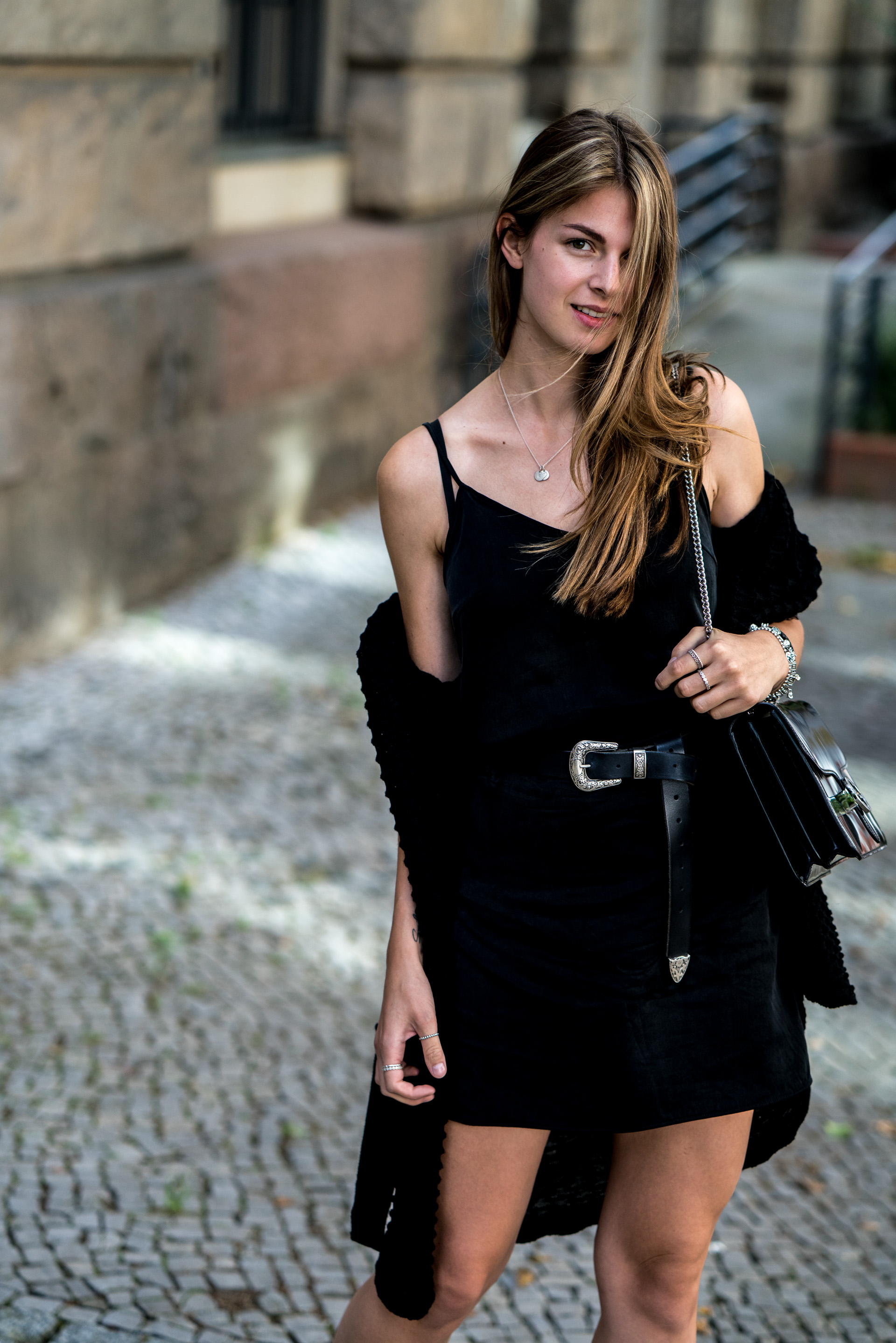 Black Dress and Brown Boots Fashion Week Berlin Outfit