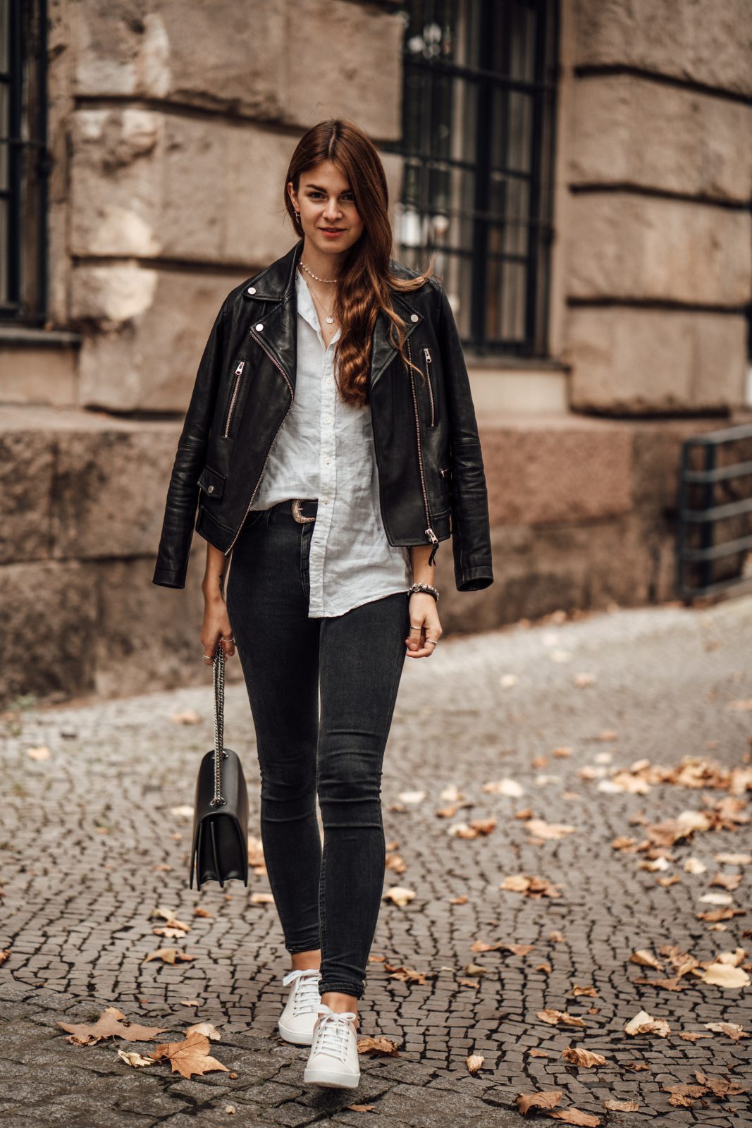 white leather jacket outfit ideas