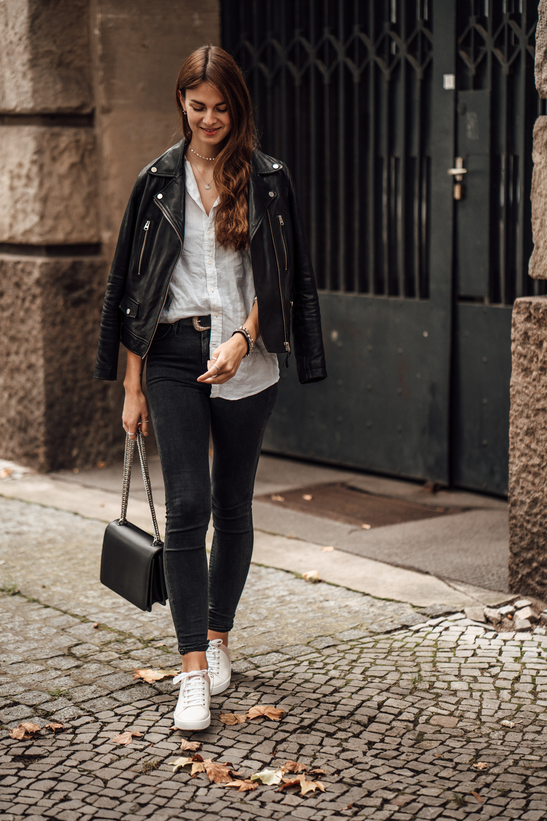 flannel and leather jacket