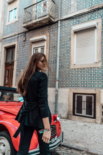 black blazer with lacing