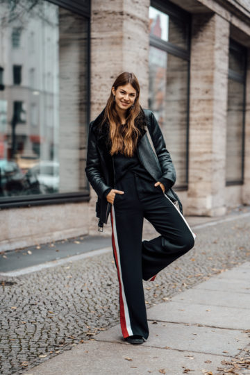Zara pants with contrast stripes
