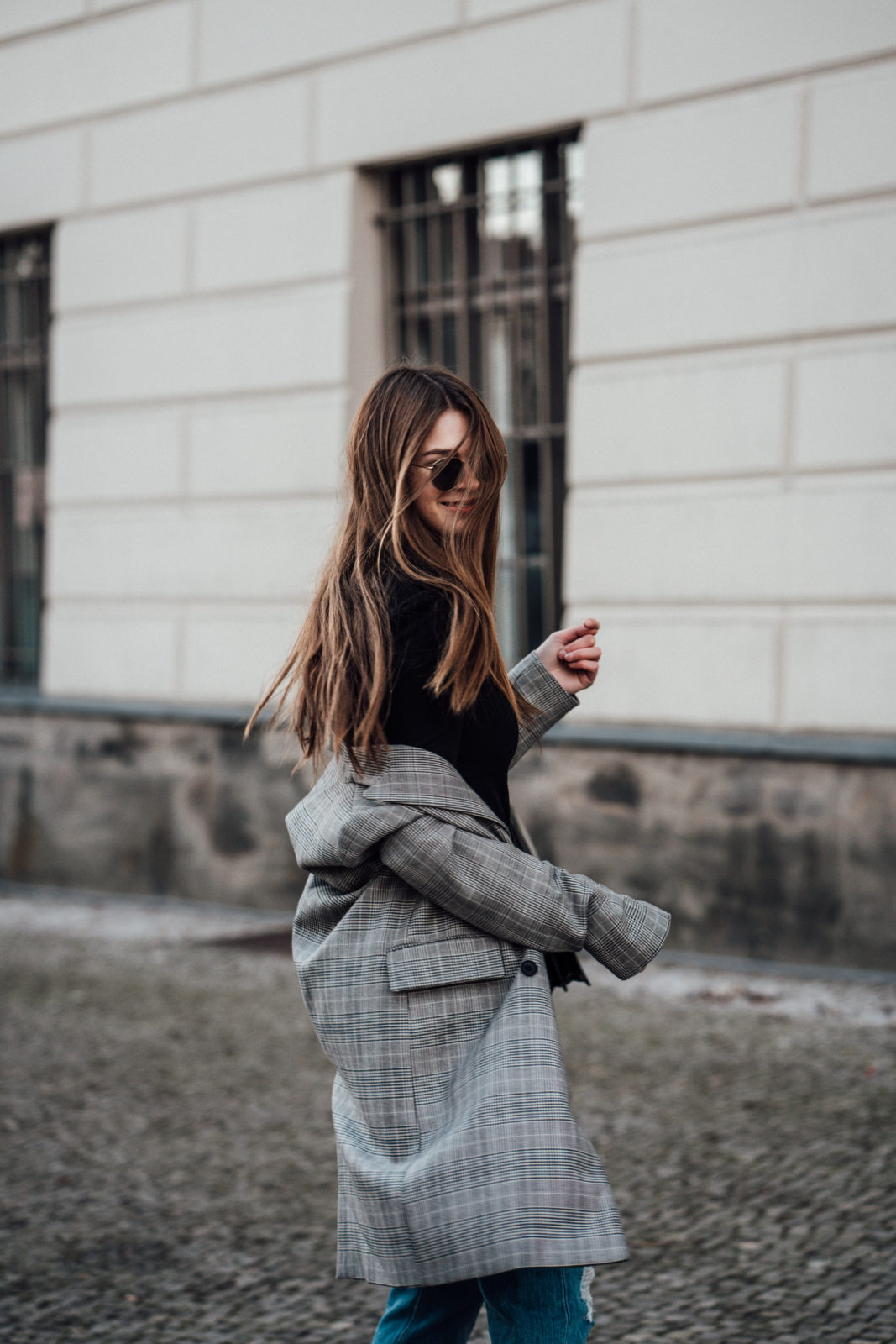 Split Turtleneck in Mixed Plaid